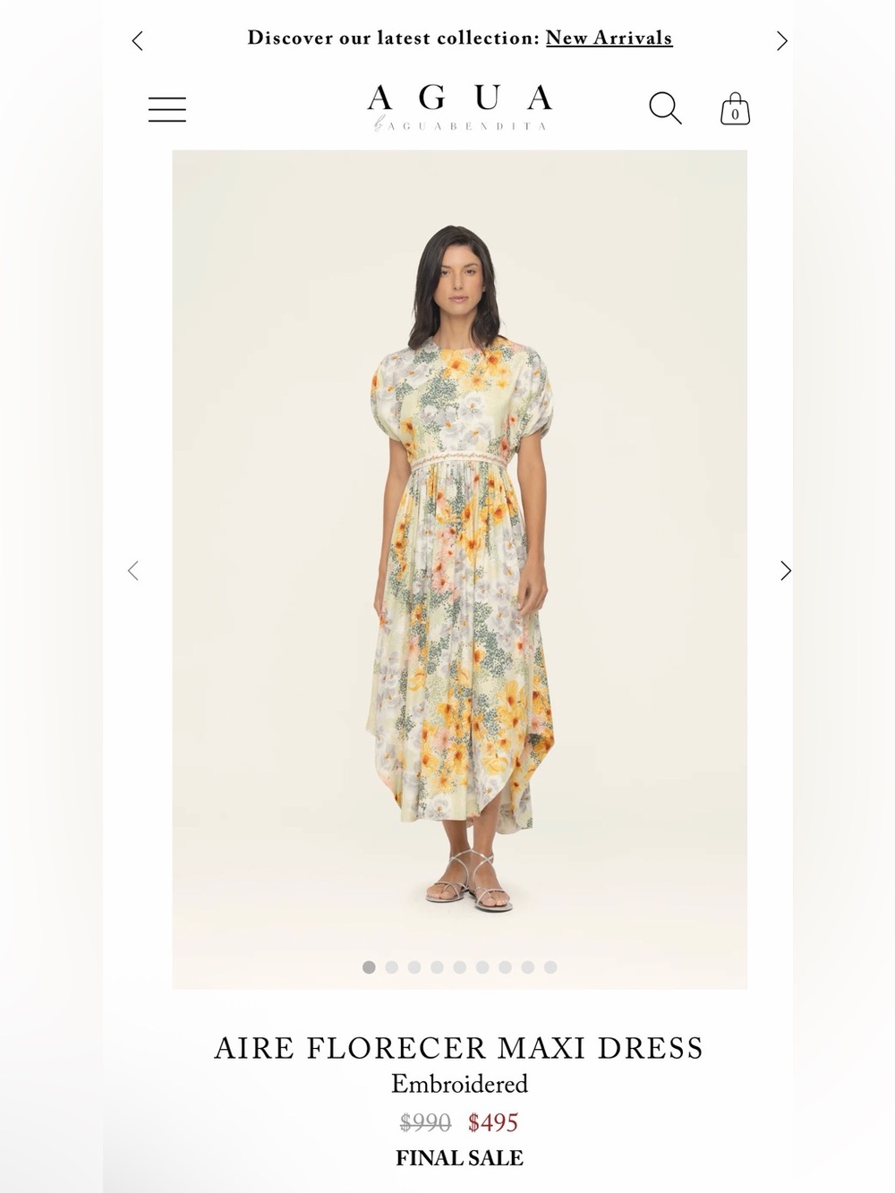 New Agua by Agua Bendita Aire Florecer Embroidered Maxi Dress - Yellow Floral. S - Picture 3 of 13